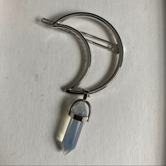 Boho Moon Dangle Opal Hair Clip - Picture 3 of 7